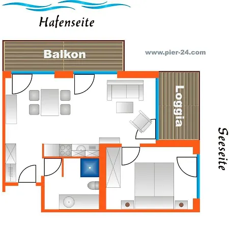 Apartmenthaus Hafenspitze Ap 24, Pier 24, Blickrichtung Offene Seebinnenhafen Nord